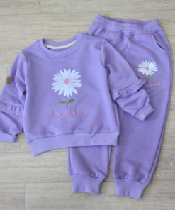 Ensemble Jogging Lavande – Fille – Motif Fleur