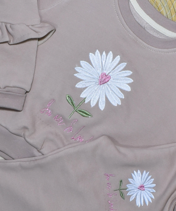 Ensemble Jogging beige– Fille – Motif Fleur – Image 3