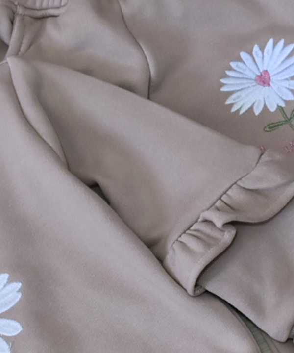 Ensemble Jogging beige– Fille – Motif Fleur – Image 4
