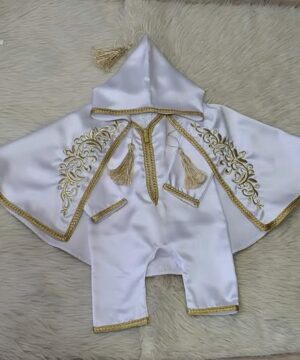 Ensemble Traditionnel Bébé – 2 Pièces – blanc & Doré