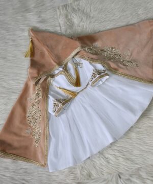 Ensemble Traditionnel Bébé Fille – 2 Pièces – Peach Poudré & Or