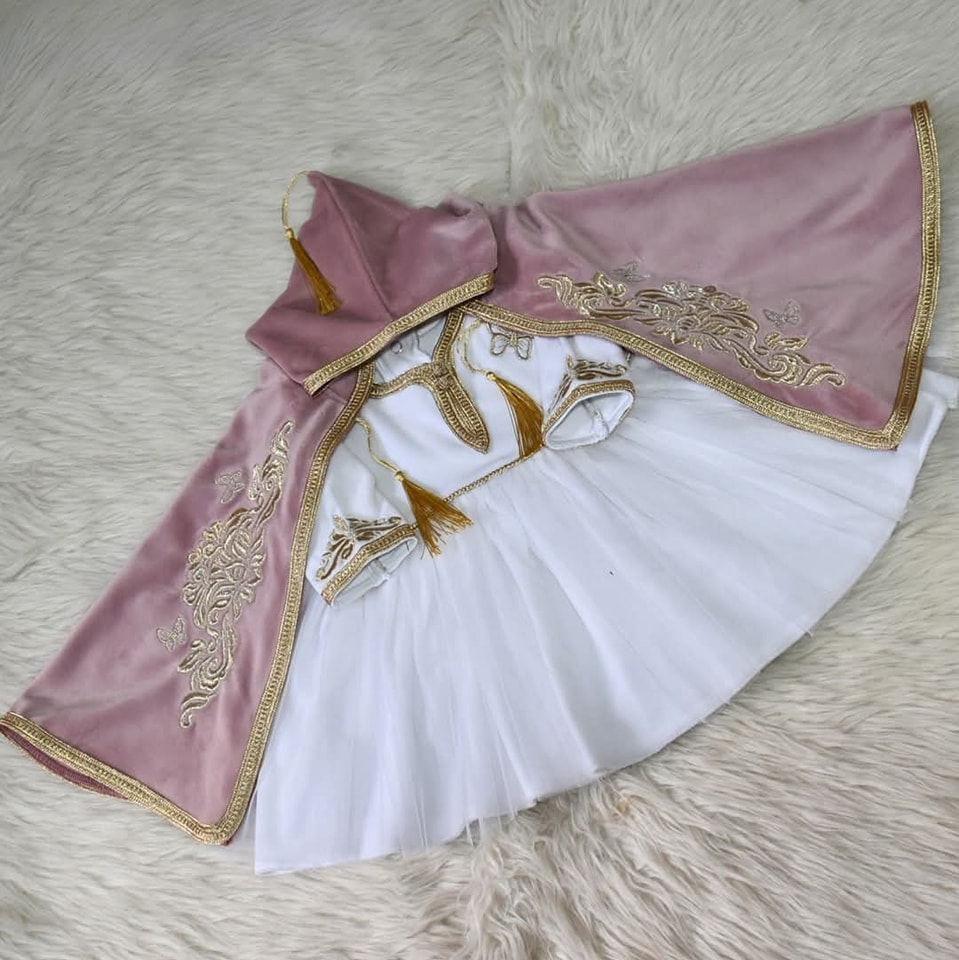 Ensemble 2pTraditionnel Bébé Fille – Rose Poudré & Or