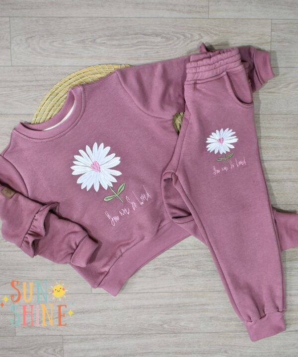 Ensemble Jogging Rose foncé – Fille – Motif Fleur
