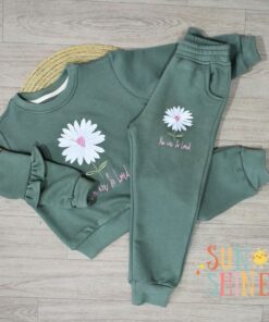 Ensemble Jogging vert– Fille – Motif Fleur
