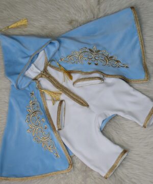 Ensemble Traditionnel Bébé Fille – 2 Pièces – Rose Poudré & Or