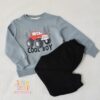 Ensemble garçon “Cool Truck” – Bleu Gris & Noir (Sweat + Jogging)