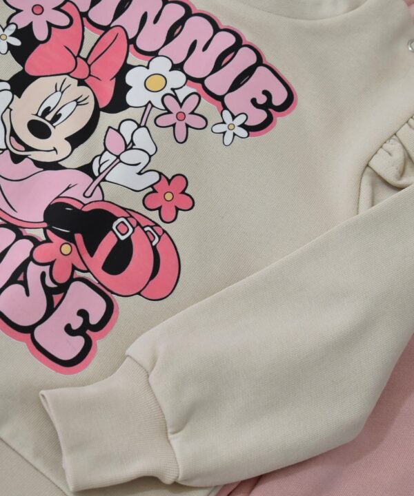 Alternative view of Ensemble Jogging Fille – Souris Mignonne – Beige & Rose Poudré