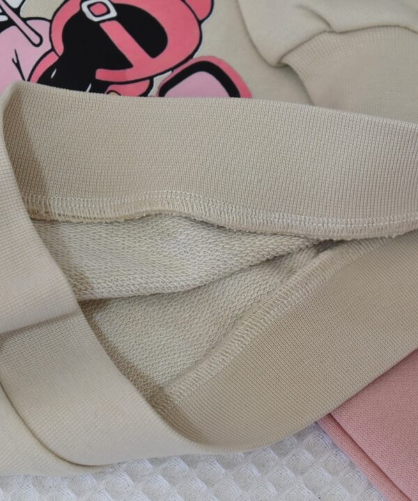 Ensemble Jogging Fille – Souris Mignonne – Beige & Rose Poudré – Image 3