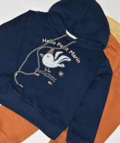 Alternative view of Ensemble jogging garçon à capuche  “Petit Marin navy & rouille” – coton premium OEKO-TEX®