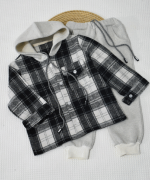 Ensemble 2 Pièces – Carreaux Noir & Gris