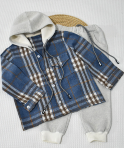 Ensemble 2 Pièces – Carreaux Bleu & Marron