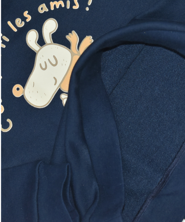 Ensemble bébé à capuche – Motif chien “C’est parti les amis !” – Bleu Marine – Image 4