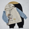 Ensemble bébé à capuche – Sno-opy & Amis – Beige, Bleu Ciel & Noir