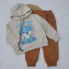 Ensemble bébé à capuche – Motif CUTIE – Beige & Caramel