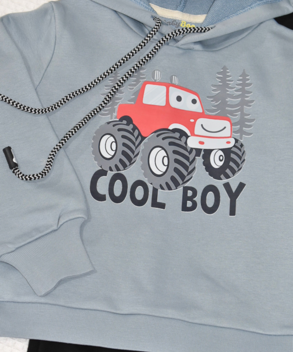 Ensemble bébé à capuche – COOL BOY – Bleu Gris & Noir – Image 3
