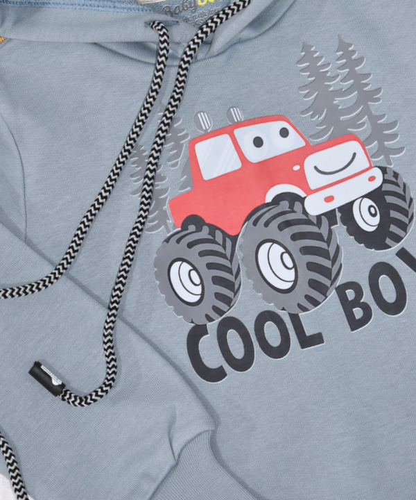 Ensemble bébé à capuche – COOL BOY – Bleu Gris & Noir – Image 4
