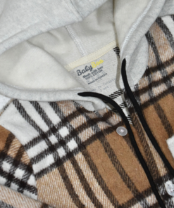 Alternative view of Ensemble 2 Pièces Garçon – Chemise à Capuche Carreaux Camel + Pantalon Gris