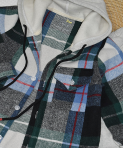 Alternative view of Ensemble 2 Pièces Garçon – Chemise à Capuche Carreaux Bleu Vert Foncé + Pantalon Gris