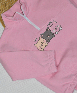 Alternative view of Ensemble jogging enfant “Kittens Rose” – coton gratté OEKO-TEX®