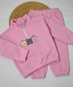 Ensemble jogging enfant “Kittens Rose” – coton gratté OEKO-TEX®