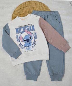Alternative view of Ensemble jogging enfant “Michigan pastel mix” – coton premium OEKO-TEX®