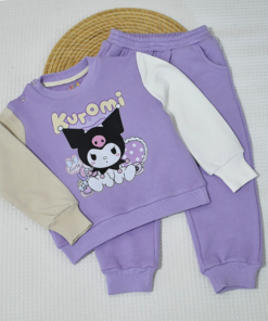 Alternative view of Ensemble jogging fille “Pastel Lovely Purple” – coton premium OEKO-TEX®