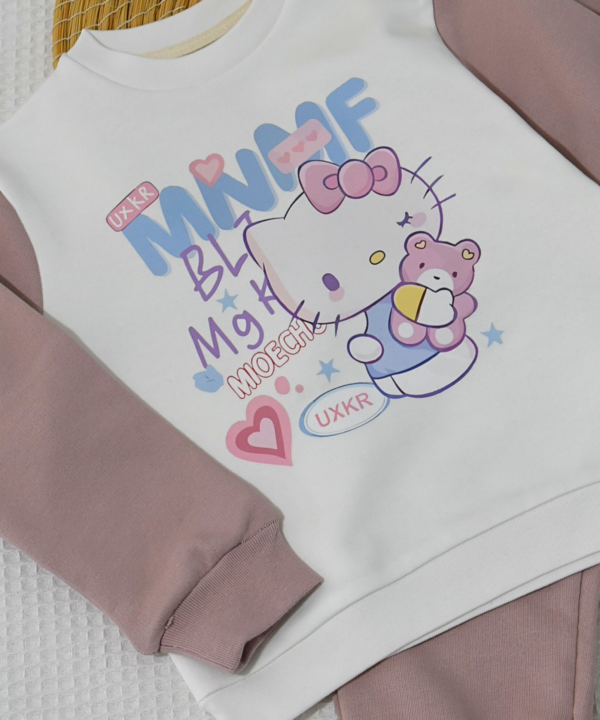 Ensemble jogging fille “Kitty Pastel rose poudré” – coton premium OEKO-TEX® – Image 3