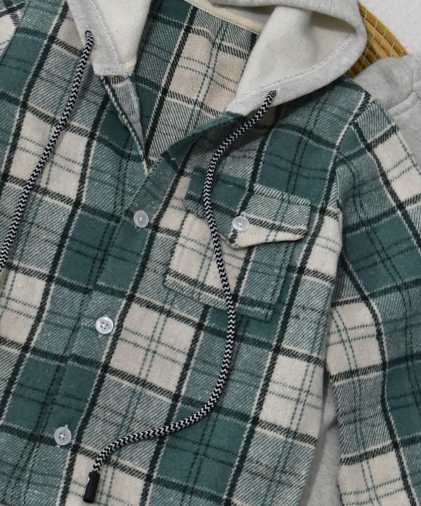 Ensemble 2 Pièces – Surchemise vert d'eau à Capuche & Jogging Molleton Gratté – Image 4