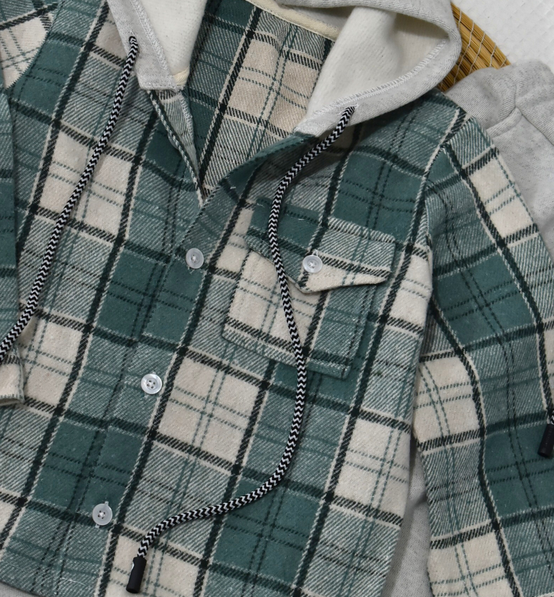 Ensemble 2 Pièces – Surchemise vert d'eau à Capuche & Jogging Molleton Gratté – Image 4