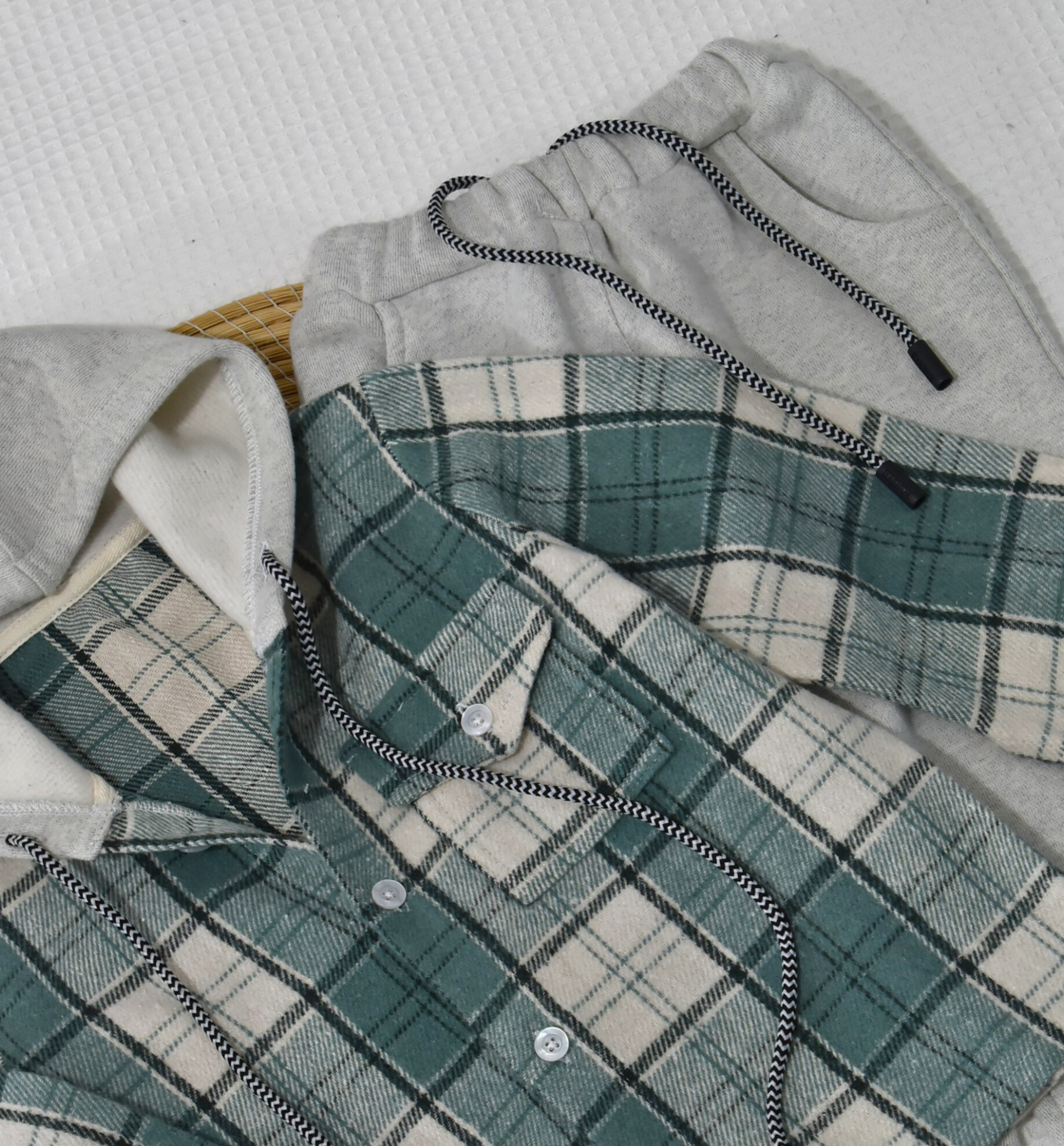 Ensemble 2 Pièces – Surchemise vert d'eau à Capuche & Jogging Molleton Gratté – Image 3