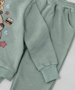 Alternative view of Ensemble jogging enfant A Capuche Capybara pastel vert -