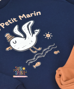 Alternative view of Ensemble jogging garçon “Petit Marin navy & rouille” – coton premium OEKO-TEX®
