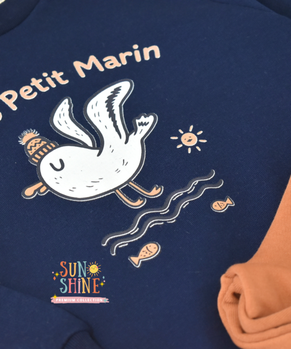 Alternative view of Ensemble jogging garçon “Petit Marin navy & rouille” – coton premium OEKO-TEX®