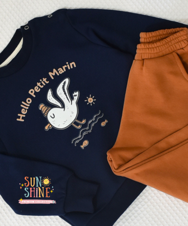 Ensemble jogging garçon “Petit Marin navy & rouille” – coton premium OEKO-TEX® – Image 3