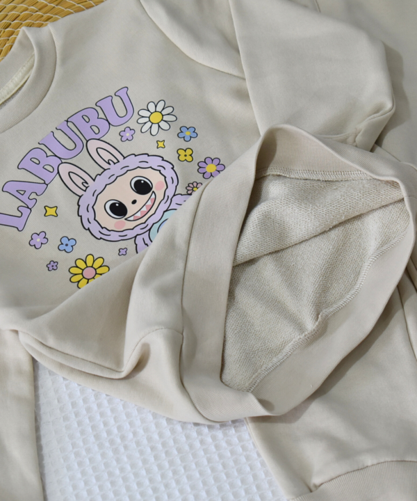 Ensemble jogging enfant “Bunny Flowers beige” – coton premium OEKO-TEX® – Image 3
