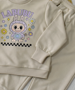 Alternative view of Ensemble jogging enfant “Bunny Flowers beige” – coton premium OEKO-TEX®