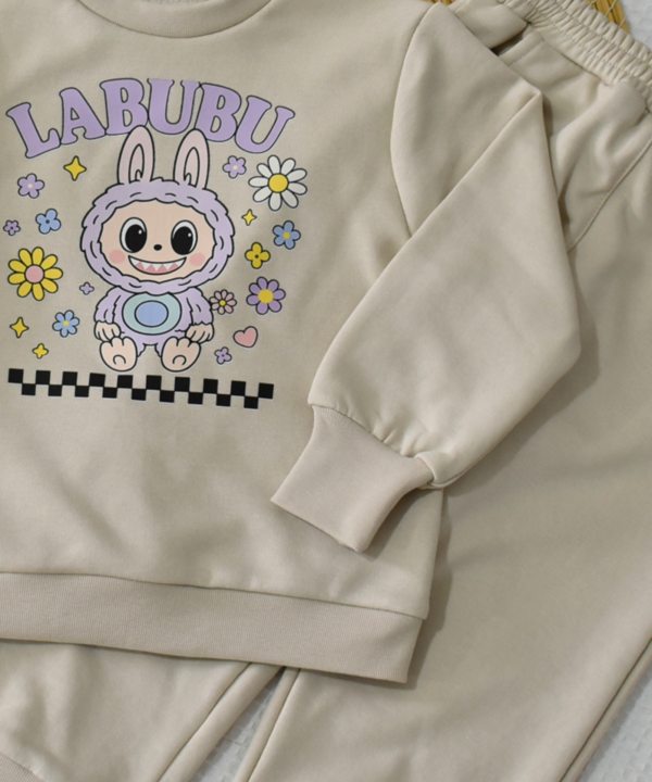 Alternative view of Ensemble jogging enfant “Bunny Flowers beige” – coton premium OEKO-TEX®