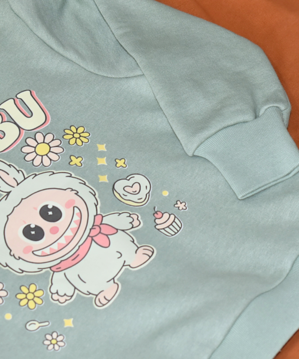 Ensemble jogging enfant “Bunny Flowers vert & rouille” – coton premium OEKO-TEX® – Image 4