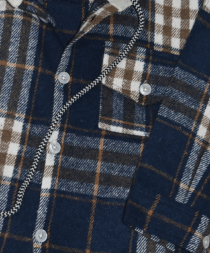 Alternative view of Ensemble Garçon à Capuche – Chemise à Carreaux Bleu Marine & Jogging Gris