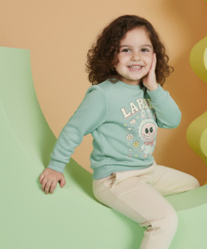 Ensemble jogging enfant Labubu pastel vert & beige – coton premium