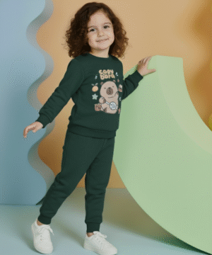 Ensemble jogging enfant “Capybara vert foncé” – coton premium OEKO-TEX®