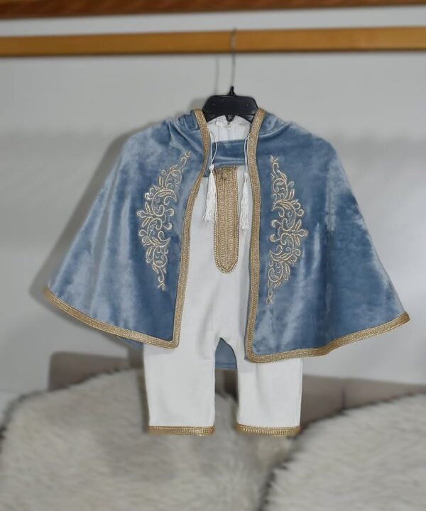 Ensemble Traditionnel Bébé – Bleu Royal & Doré