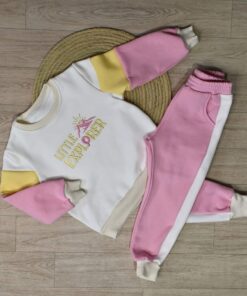 Jogging bébé Little EXPORER – Molleton 100% coton gratté Rose