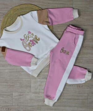 Jogging bébé Be Brave – Molleton 100% coton gratté Rose