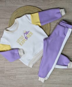 Jogging bébé Little EXPORER – Molleton 100% coton gratté Violet