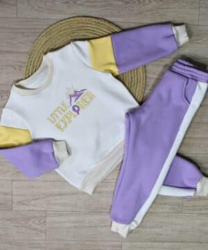 Jogging bébé Little EXPORER – Molleton 100% coton gratté Violet