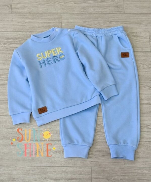 Ensemble Bébé Hiver – Sweat Super Hero Brodé & Jogging | 100% Coton Molleton Non Gratté 320g
