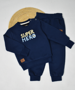 Ensemble Bébé Hiver – Sweat Super Hero Brodé & Jogging | 100% Coton Molleton 320g