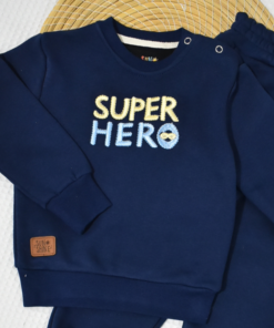Alternative view of Ensemble Bébé Hiver – Sweat Super Hero Brodé & Jogging | 100% Coton Molleton 320g