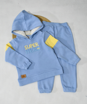 Ensemble Bébé – Sweat A Capuche Super Hero Brodé & Jogging | 100% Coton Molleton Gratté